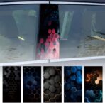 2pcs 3D Honeycomb Graphics Vinyl Car Stickers, Waterproof Sun Protection Scratch Cover B-Pillar Stickers, Personalized DIY Vehicle Door Pillar, Long-Lasting Decor Auto Accessory (Black) - Image 3