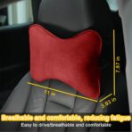 Car Neck Pillow, Soft Comfortable Memory Foam Auto Headrest Pillow Cushion with Adjustable Strap, Breathable Ergonomic Design Car Neck Pain Relief Cushion, Universal for Vehicles (Red) - Image 2