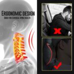 Car Leather Neck Pillows, Neck Rest Cushions,100% Memory Foam Cervical Support, Comfortable Travel car Seats and Home Office Soft Pillows, Red a Set (2 pcs) - Image 5