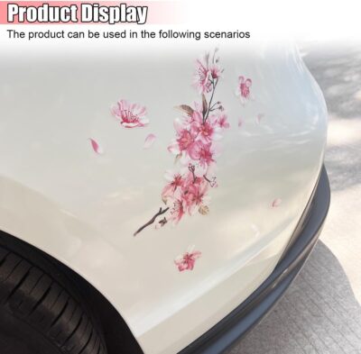 Cherry Blossom Car Sticker Decal, Vinyl Waterproof Automotive Bumper Sticker, Scratch Cover Vehicle Window Decal, Flower Auto Decoration Decals for Car, Home, Motorcycle (2PCS) - Image 5