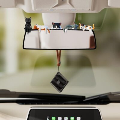 5 Pcs Mini Cat Figurines Car Decor Dashboard Accessories Cute Resin Cat Ornaments for Rearview Mirror Desk Decorations Funny Car Gifts Interior Decors - Image 5