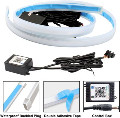 Car Headlight LED Strips, LEDCARE 24 Inch Exterior Car Lights with Dreamcolor Chasing, Flexible Waterproof LED Daytime Running Light Strip with Wireless APP Control, 2-Pack - Image 3