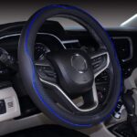 Mayco Bell Small Size Steering Wheel Cover Anti-Slip,Safety,Soft,Breathable,Durable,Full Surround,Comfortable Grip Microfiber Leather (14-14.25 inch,Black Dark Blue)