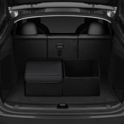 car organizers and storage for SUV,trunk organizer for sedan, leather foldable sleek box with lid,collapsible cargo bins, tool accessories containers,Collapsible Suede velvet (22 inch Covered) - Image 3