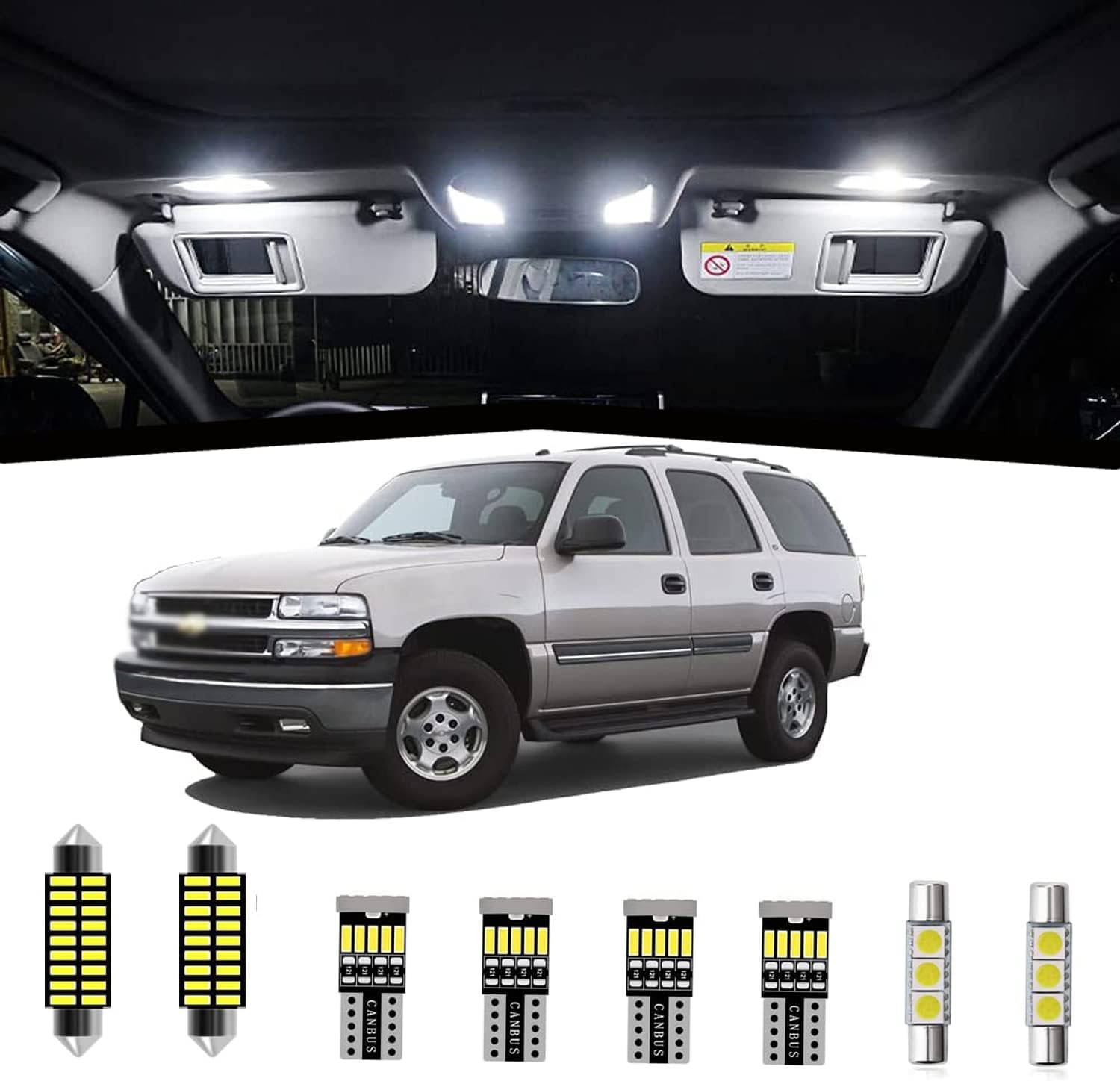 61dxm9rtEML._AC_SL1500_.jpg AWALITED 21pcs Chevy Tahoe/Suburban Interior LED Lights Kit Super Bright LED Map Dome Light Bulbs Replacement for 2000 2001 2002 2003 2004 2005 2006 Chevy Tahoe/Suburban all models - Image 1