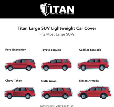 Titan Lightweight Poly 210T Car Cover for Large SUV 207-212" Waterproof, UV Protection, Scratch Resistant, Driver-Side Zippered Opening. Fits Escalade, Sequoia, Yukon and More. - Image 3