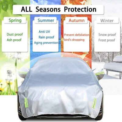 Half Car Cover All Weather Car Body Cover Sunshade Cover Snow Cover Waterproof Snowproof Universal 210D Oxford Fabric (Fit SUV Length 174'' to 189'') - Image 5
