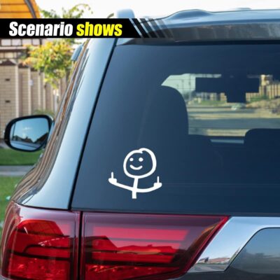 Car Fuck You Meme Large Vinyl Sticker Decal, Funny Personalised Cartoon Middle Finger Sticker, Fit for Cars Windows Bumpers Trucks Motorcycles or Any Other Smooth Surface (White Large) - Image 5