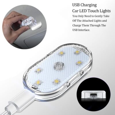 2 PCS Car Led Lights Interior,White Ambient Lighting Car Interior,USB Rechargeable Car Interior Reading Light,Portable Led Lights for Car - Image 4