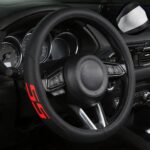 Leather Steering Wheel Cover for SS with a Rubber Inner Ring fit for 14-15 Inch Compatible with SS Camaro Malibu Cruze Impala (SS-R)