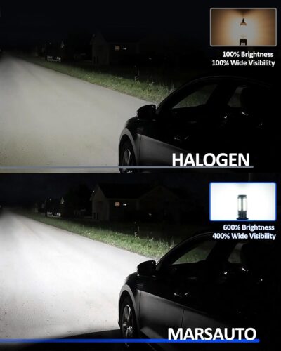 Marsauto H10 9145 LED Fog Light Bulbs 12,000LM, 1:1 Size 360° Illumination 9140 H10 Fog Lights LED, 6500K White Strong Penetration, Upgraded LED Chips 9145 9140 LED Fog Lights, Accessory Light Kits - Image 4