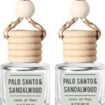 Palo Santo & Sandalwood (Santal) Hanging Car Air Freshener – Long Lasting Essential Oil Diffuser for Car, Closet, Bathroom – 2-Pack Natural Scent Deodorizer for men and women