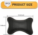 2 PCS Car Headrest Pillow for Neck Support, Refreshing and Breathable Denier Leather Ergonomic Relaxation Neck Pillow, Detachble & Washable Parts, Universal for All Seasons (Black) - Image 2