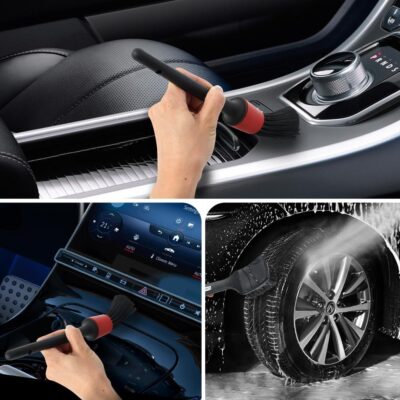 9pcs Detailing Brush Set,Interior Cleaning Brush,Steel Wire & Tire Brush Automotive Cleaning Brush Kit,for Cleaning Engine, Body Exterior Surface, Carpet, Truck, SUV, RV, Motorcycle - Image 5