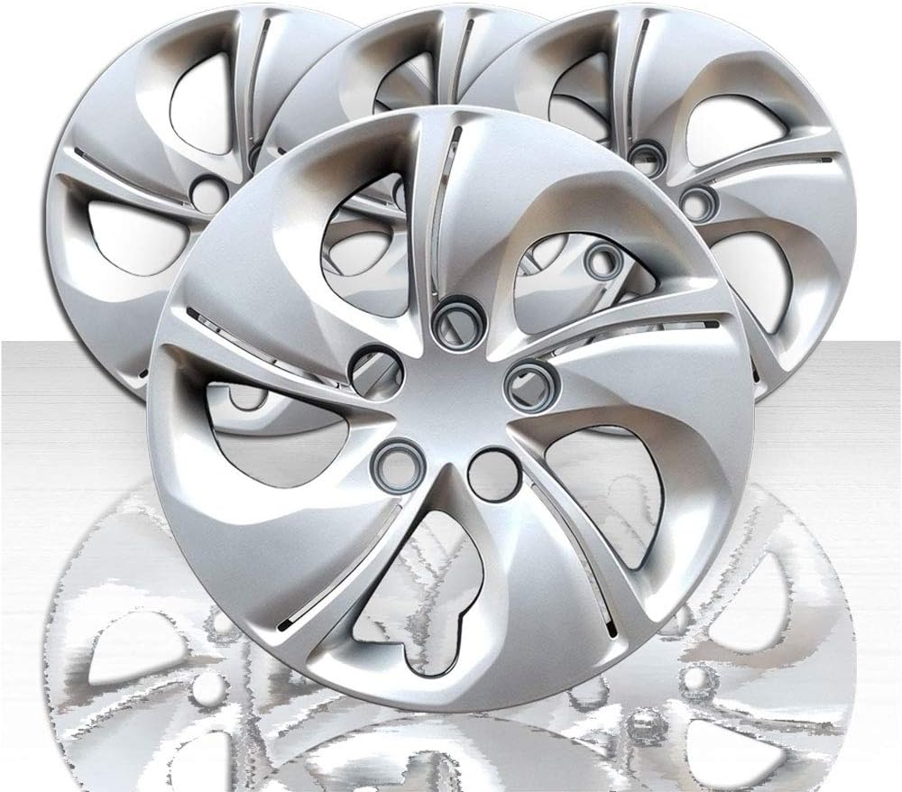 61fDwyTHNhL._AC_SL1000_.jpg Auto Reflections Set of 4 15" 5 Twisted Spoke Wheel Covers for Honda Civic 2013-2015 - Silver Bolt On - Image 1