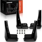 A-Premium Set of 4PCS Mud Flaps Splash Guards Mudguards Mudflaps with Hardware Kits Accessory Compatible with Honda Civic 2022 2023, Sedan, Black Color, Front and Rear (Driver & Passenger Sides)