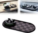 Multifunction Car Anti-Slip Mat, Car Dashboard Mat 360° Rotating, Adjustable Phone Holder with Hidden Parking Number Plate for Phone, Sunglasses and Keys (Style B)