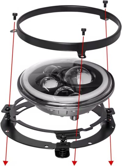 7" LED Headlight Ring Mounting Bracket - Round Adapter Bracket Motor - Fits for Harley Street Glide Road King Electra Glide Motorcycle Head Light Mount (Black, 7") - Image 8