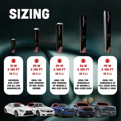 United Universal Black 1Ply Window Tint Film - 24" x100', 35% VLT Dyed PET Film, Deep Black Shade, 99% UV Block, Privacy & Interior Protection Film for Car, Truck, SUV, Home – Heat & Glare Control - Image 5