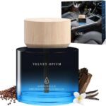 Car Air Freshener 50ML (1.7 FL OZ) Car Air Fresheners Diffuser, Amber Vanilla Fragrance Oil Car Air Freshner, 180+ days Long Lasting Car Perfume, Wooden Cup Design, Made in USA
