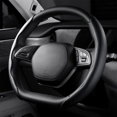 LoyaForba Car Steering Wheel Cover, Universal 15 Inch Leather Segmented Auto Steering Wheel Protector, Anti-Slip and Soft Breathable, Car Interior Accessories for Most Vehicle, SUV, Truck (Black) - Image 6