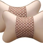 2pcs Car Seat Neck Support Pillow,PU Soft Leather + Memory Foam,Head Support Pillow Cushion Pad for Driving Headrest Relax,with Adjustable Strap