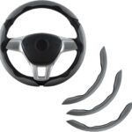 3pcs Carbon Fiber Car Steering Wheel Cover, Segmented Anti-Skid Steering Wheel Protector, Universal 99% Steering Wheel, Butterfly Steering Wheel Cover Women Men, Car Accessories Interior (Gray)