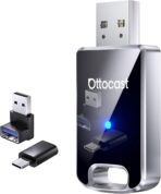 OTTOCAST Mini Edge 2025 Wireless Carplay Adapter & Android Auto Wireless Adapter for Apple iPhone Samsung Android Phone 2-in-1, USB Car Accessories, 5 GHz Wi‑Fi Bluetooth 5.0 Voice Control Plug & Play