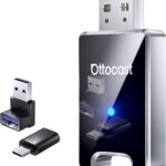 OTTOCAST Mini Edge 2025 Wireless Carplay Adapter & Android Auto Wireless Adapter for Apple iPhone Samsung Android Phone 2-in-1, USB Car Accessories, 5 GHz Wi‑Fi Bluetooth 5.0 Voice Control Plug & Play