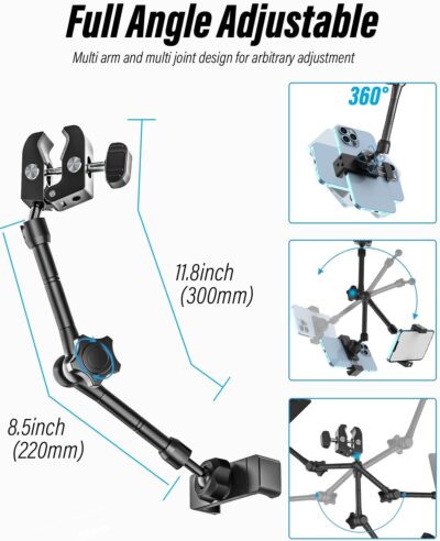 Rearview Mirror Phone Holder for Car - [Metal Arm Clip] Cell Phone Holders for Your Car Mount Automobile Hands Free Cradle Rear View Mirror for iPhone Air 17 16 15 14 13 Pro Max, Galaxy, 4-7" Phones - Image 4