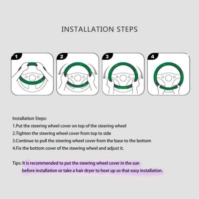 Breathable Stretch Elastic Steering Wheel Cover, Cool in Summer and Warm in Winter, Soft Microfiber Ice Silk Cloth Fabric, Universal 14.5-15 in, Fit Suvs, Vans, Sedans, Cars, Trucks (A-Black+) - Image 4