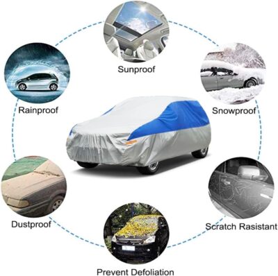 Hatchback Car Cover Waterproof All Weather for Automobiles, Outdoor Full Car Cover Snowproof Windproof UV Protection, Universal Fit for Hatchback. (Fit Hatchback Length up to 178 inch, Silver) - Image 3