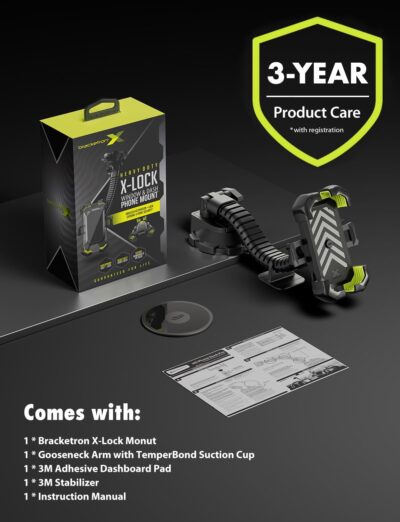 Bracketron X-Lock Heavy-Duty Car Phone Holder Mount for Truck - Phone Holders for Your Car with 4-Point XGrip Security for Windshield & Dash - Compatible with iPhone & Android - Image 9