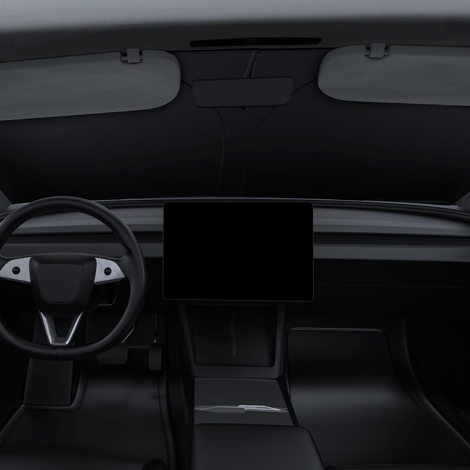 61gc0A5OPQL._AC_SL1500_.jpg BASENOR 2017-2026 Tesla Model Y Model 3 Windshield Sunshade, (Proprietary Design) Folding Front Window Sun Shade Full Cover, Heat UV Protection Visor Accessories - Image 1