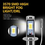 AUXLIGHT H3 LED Fog Light DRL Bulbs, 3000 Lumens Extremely Bright Bulbs Replacement for Cars, Trucks, 6000K Xenon White - Image 5