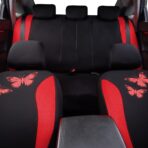 Flying Banner Butterfly car seat Covers ful Set Fashion Universal Lady Woman Female Rear Bench Split Colorized (Full Set, Red) - Image 7