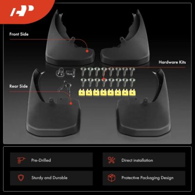 A-Premium Set of 4PCS Mud Flaps Splash Guards Mudguards Mudflaps with Hardware Accessories Compatible with Nissan Frontier 2005-2023 Pickup, Black Color, Front and Rear (Driver & Passenger Sides) - Image 3