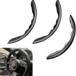 3PCS Steering Wheel Cover, Carbon Fiber Anti-Skid Steering Wheel protection, Car Steering Wheel Cover for Men/Women, Segmented & Wavy Design, Universal Car Interior Accessories (Black)