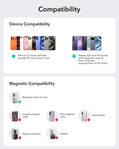 ESR for 15W MagSafe Car Mount Charger with CryoBoost, Phone Cooling MagSafe Car Charger, Air Vent/Dashboard Wireless Charging for iPhone 17e/17/16/15/14/13/12, S26/S25 Series, Pixel 10, Fast Charger - Image 8