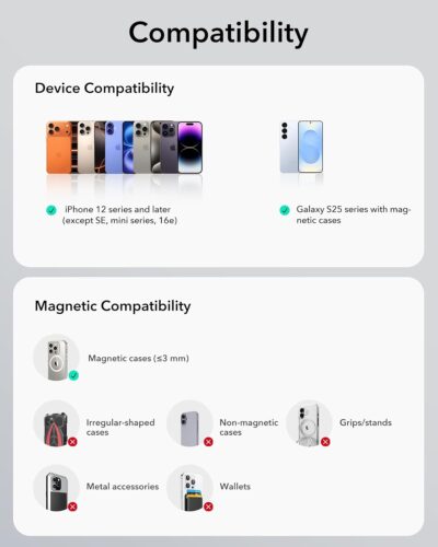 ESR for MagSafe Car Mount Charger,15W Magnetic Wireless Car Charger, for MagSafe Car Charging, Air Vent Dashboard Phone Holder Mount for iPhone Air 17 Pro Max 16 15 14 13 12, Galaxy S25, Fast Charging - Image 9