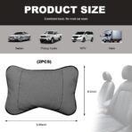 2PCS Car Neck Pillow, Soft Leather Headrest Pillow for Car Support Neck, Breathable Ergonomic Neck Support Relief Cushion for Driving with Adjustable Strap, Universal Car Accessories (Gray) - Image 2