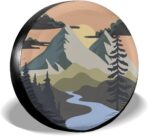 Camper Spare Tire Cover Mountain Adventure Wheel Protectors Tyre Covers Weatherproof Wheel Covers Universal Fit for Trailer Rv SUV Truck Camper Travel Trailers 14"