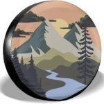 Camper Spare Tire Cover Mountain Adventure Wheel Protectors Tyre Covers Weatherproof Wheel Covers Universal Fit for Trailer Rv SUV Truck Camper Travel Trailers 14"