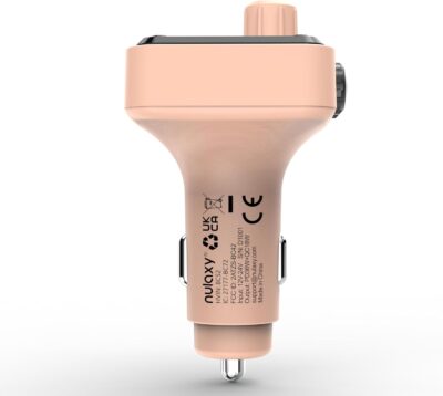 Nulaxy 54W Bluetooth 5.3 Car Adapter with 4 Charging Ports [PD 36W & QC3.0 18W], Wireless Radio FM Transmitter with Deep Bass Player & 5 Colors LED Backlit, Hands-Free Calling - Pink - Image 9