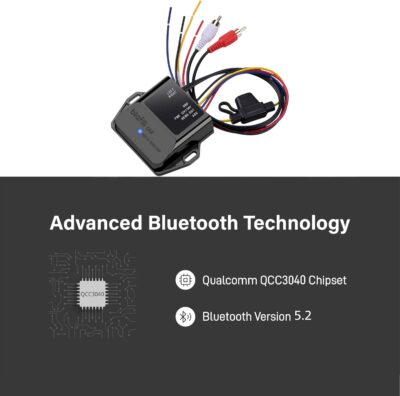 CAR Bluetooth 5.2 Receiver – aptX Adaptive, aptX HD, AAC, SBC – 12V/24V Compatible, Remote Trigger, Stereo RCA Output – Wireless A2DP Adapter for Car, Truck, Marine, Powersport Audio Systems - Image 2