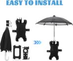 Gadpiparty Small Bike Phone Bracket with Umbrella Handlebar Mount, Sturdy Waterproof Phone Holder for Electric Scooter and Bicycle Navigation, Shockproof Black Mini Mobile Mount for Daily Use - Image 7