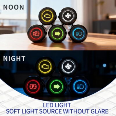 2Pcs 8MM 12V-24V LED Indicator Light with 180 Changeable Symbols, IP67 Waterproof, Pre-Wired Customizable Pilot Dash Directional Warning Lights for Car Truck Boat Marine RV Off-Road(Blue) - Image 5