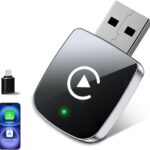 Mini Wireless CarPlay Adapter for iPhone,2 in 1 for Apple Carplay and Android Auto Adapter,Convert Wired to Wireless, Plug & Play, USB to USB-C/Type-C, Stable Control & No Delay, Black
