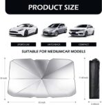 Windshield Sun Shade, Sun-Proof and Heat Insulation Retractable Automatic Opening Parasol, Interior Anti-Aging Privacy Protection Cover, Universal Summer Accessories for Cars (Silver) - Image 2