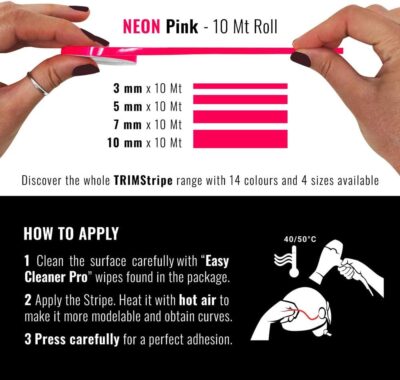 4R Quattroerre.it 10462 Trim Stripes Adhesive Strips for Cars, Neon Fucsia, 3 mm x 10 mt - Image 3
